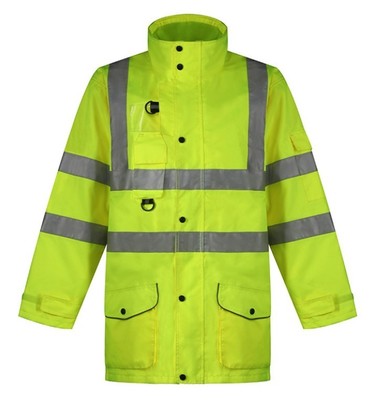 Fluorescent reflective high light waterproof durable long breathable warm raincoat